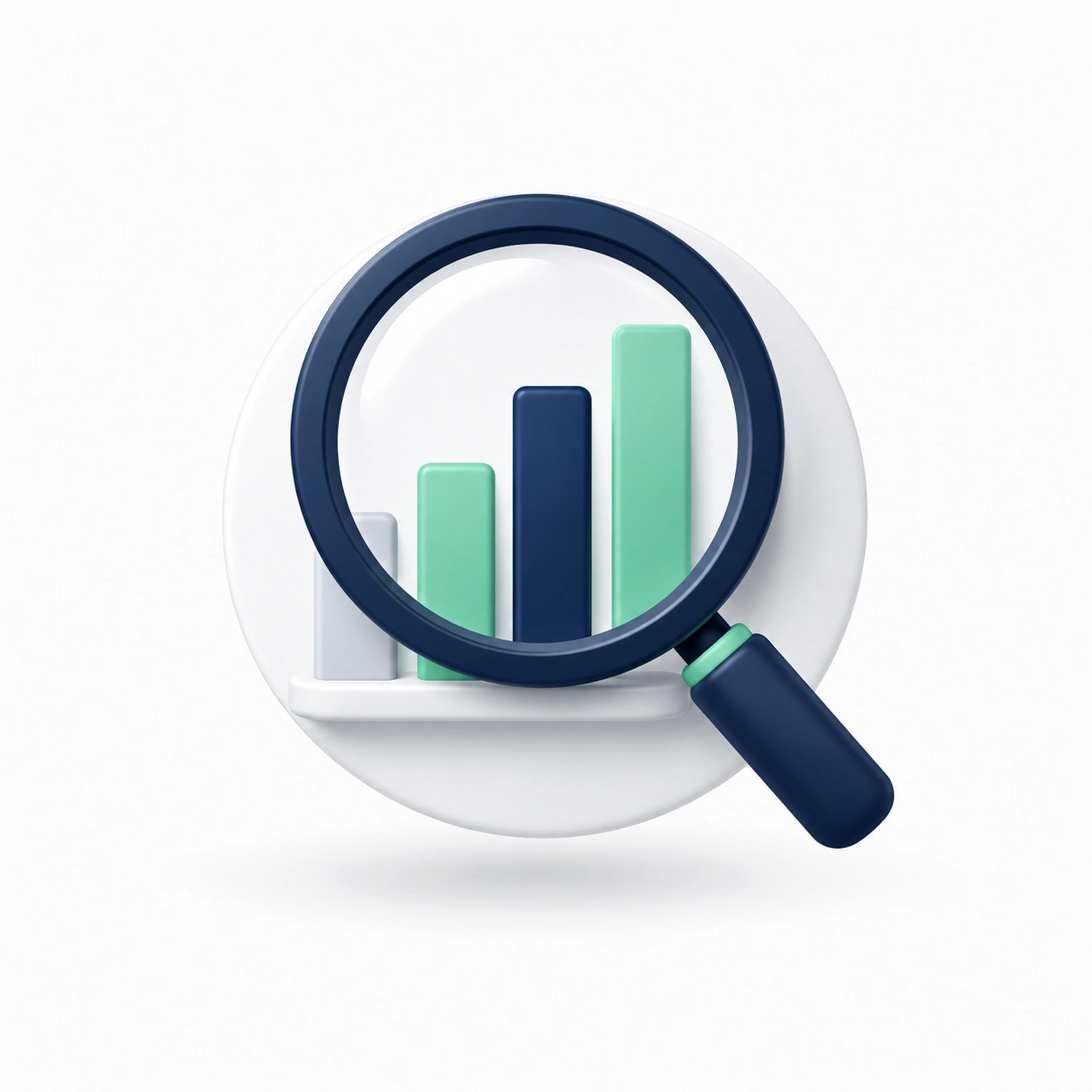 Symbol für Analyse mit Lupe und Balkendiagramm