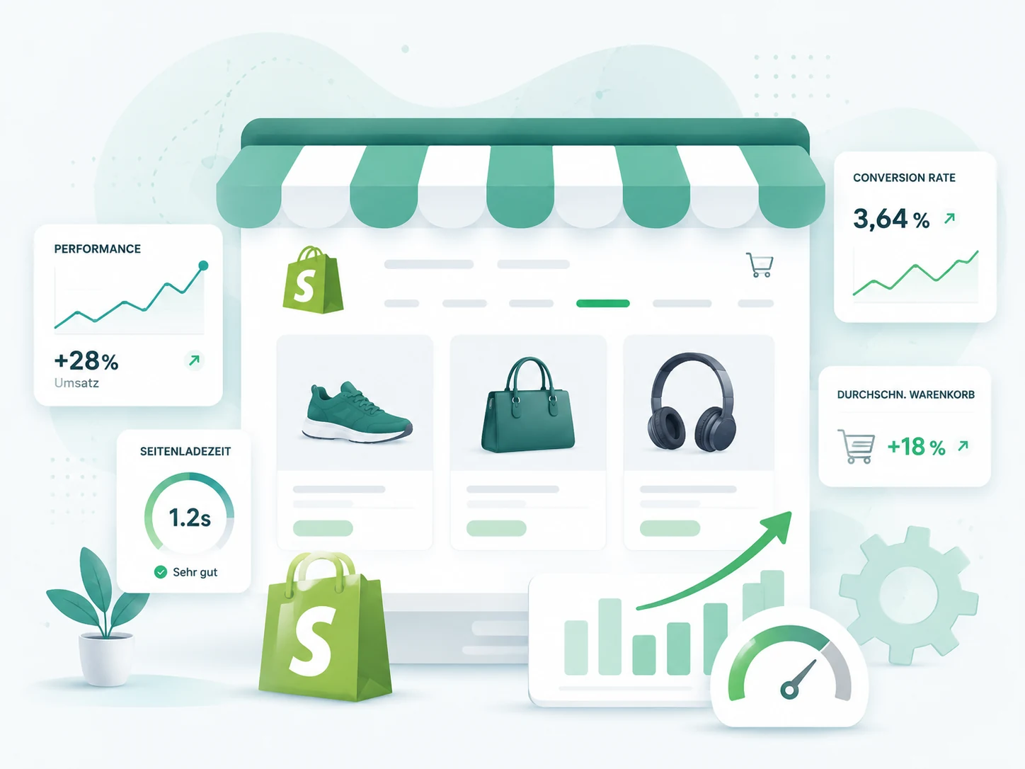 Shopify-Optimierung mit Performance, Conversion Rate und Warenkorb-Kennzahlen