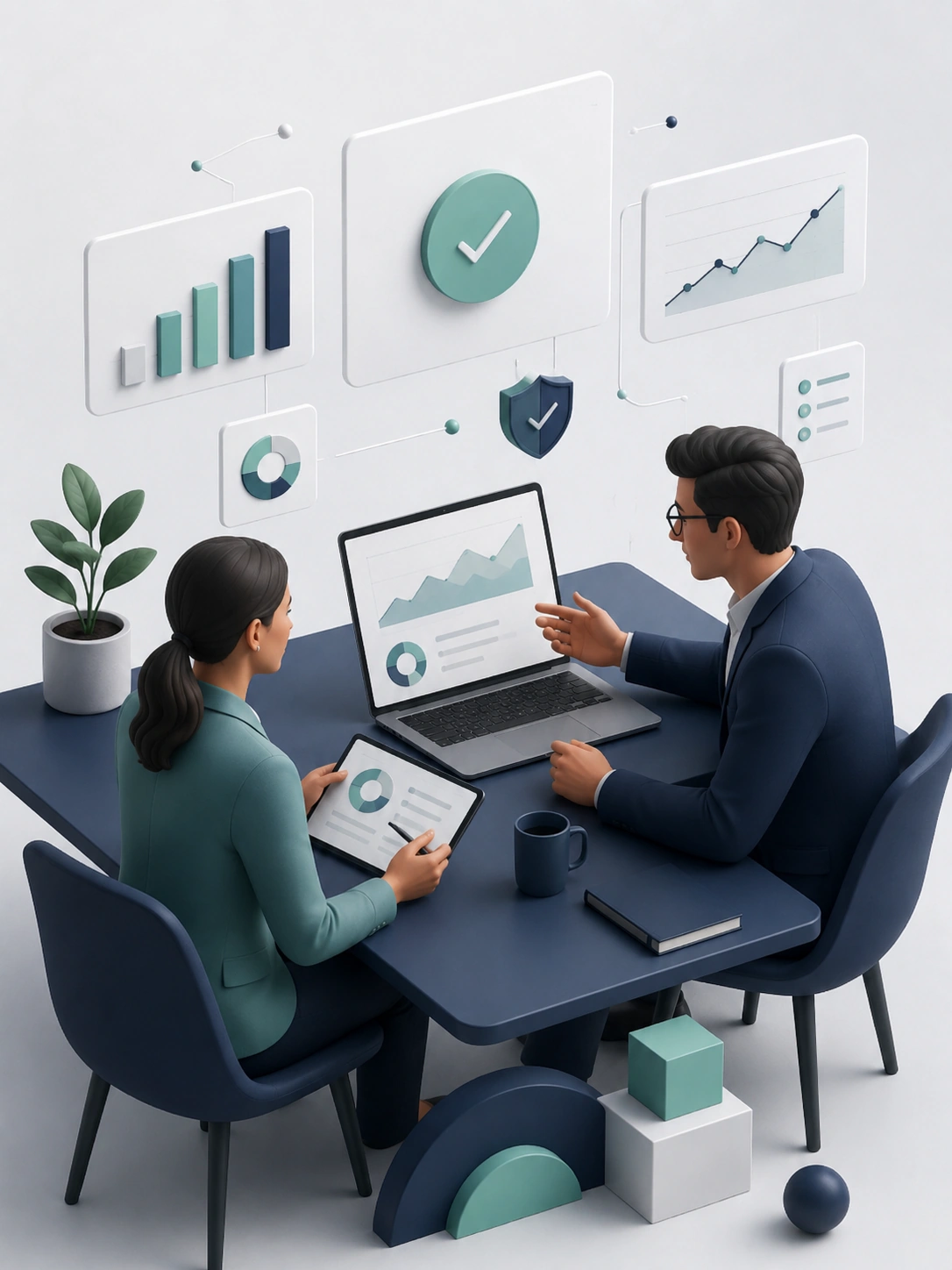 3D-Darstellung einer technischen Marketing-Basis